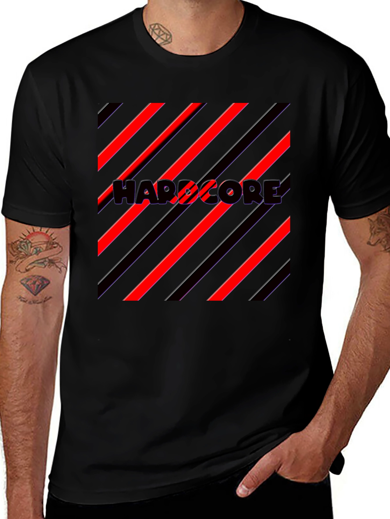 Hardcore Graphic Print Black T-Shirt