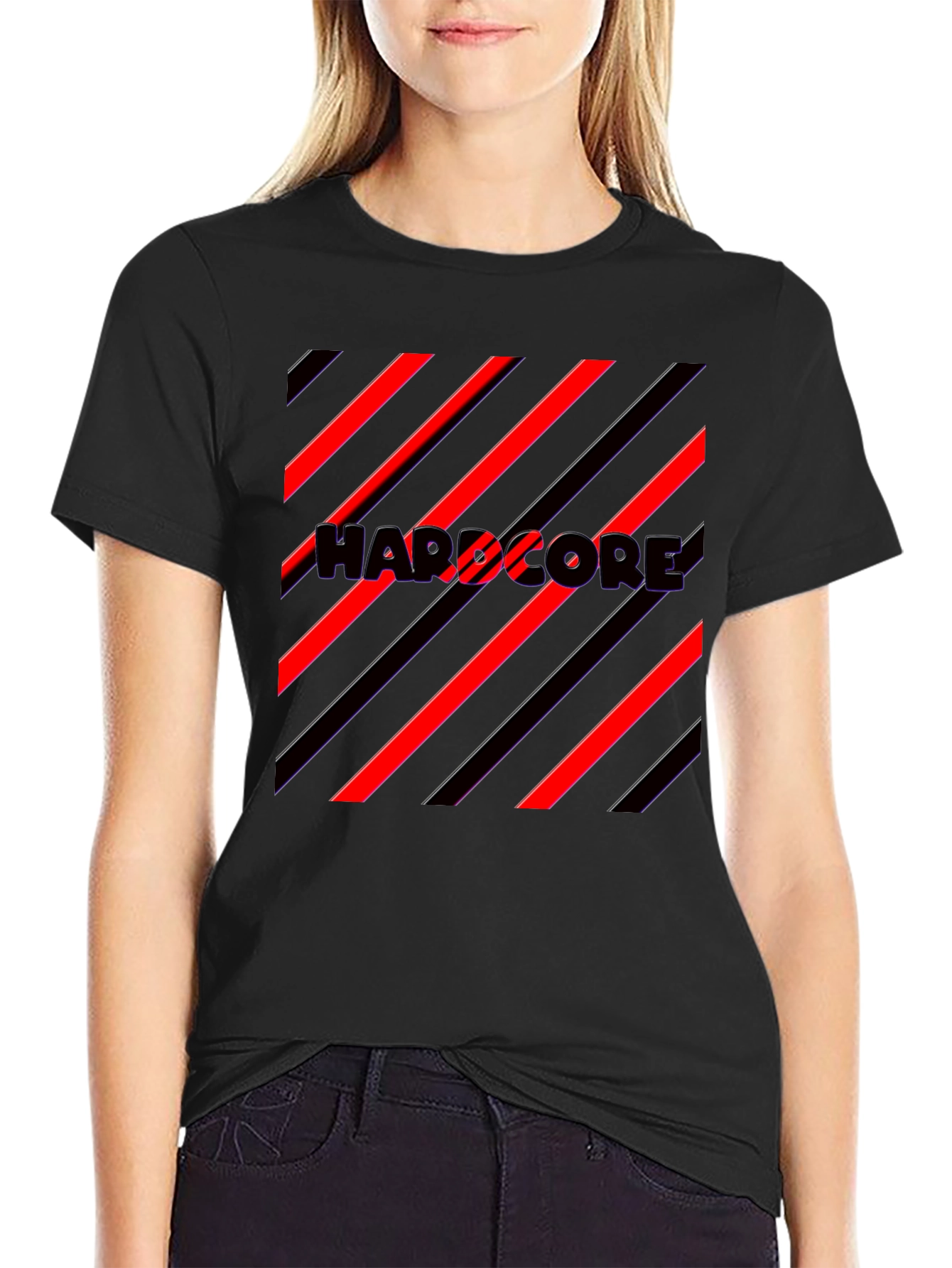 Hardcore Graphic Print Black T-Shirt