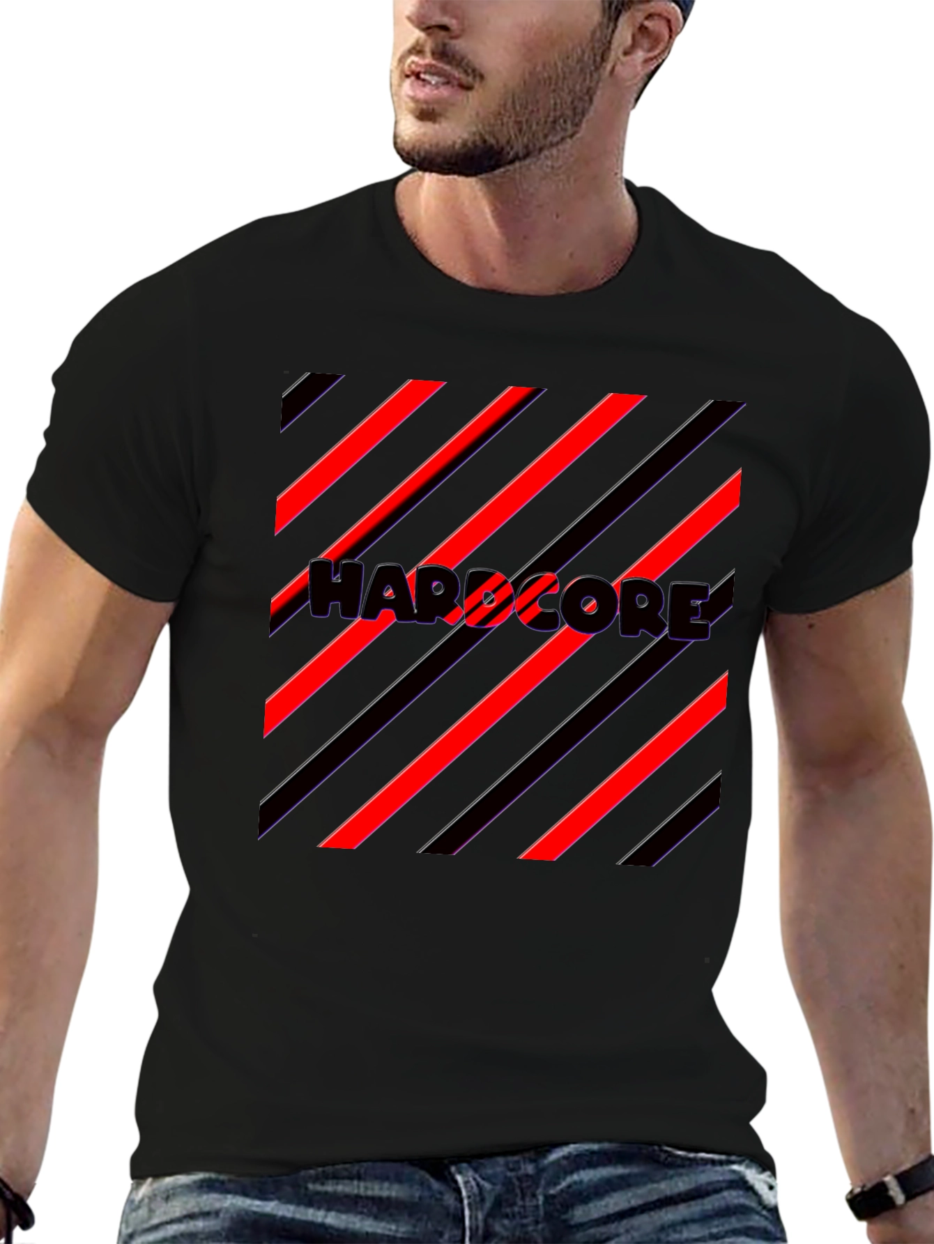 Hardcore Graphic Print Black T-Shirt