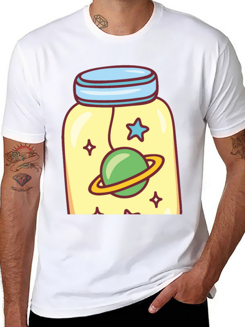 Cosmic Jar Tee - Whimsical Space Design