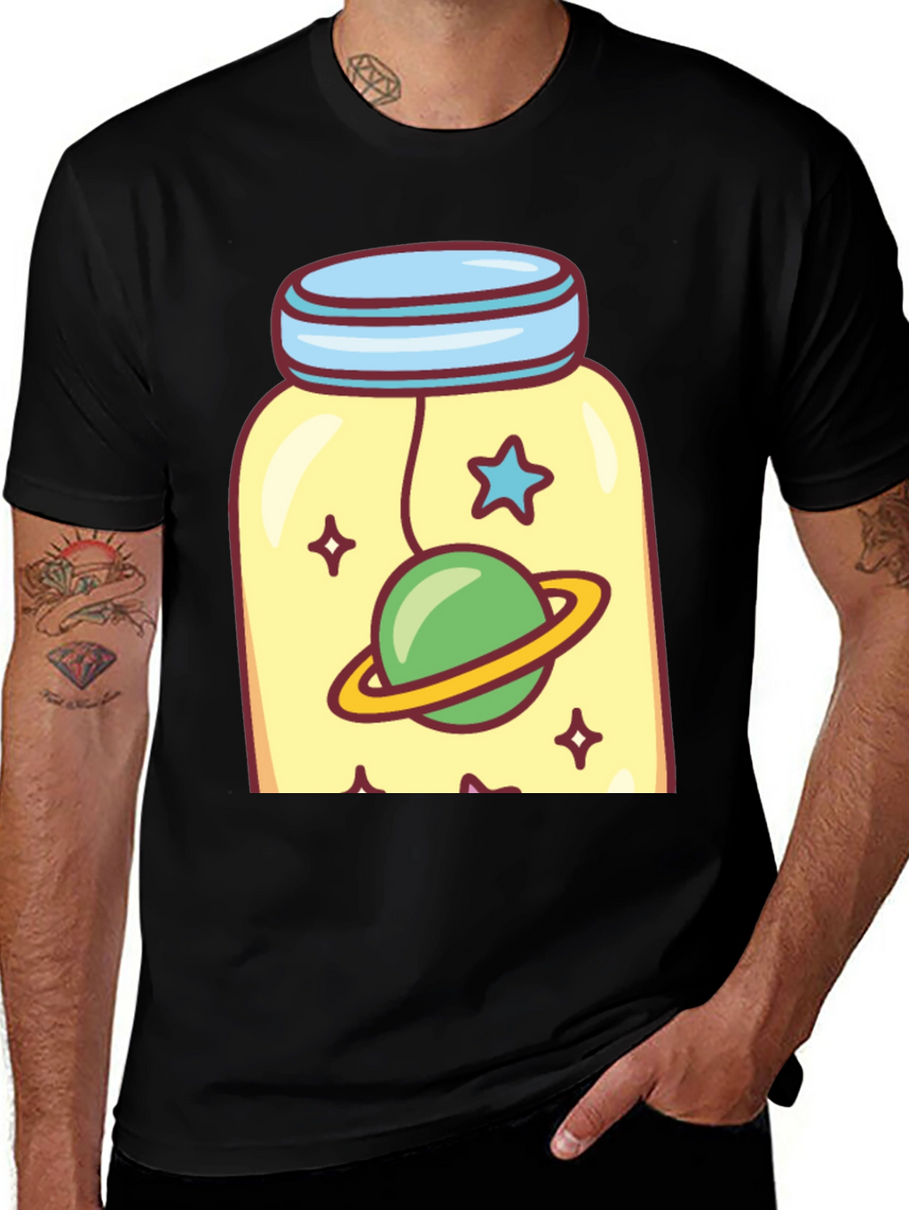 Cosmic Jar Tee - Whimsical Space Design