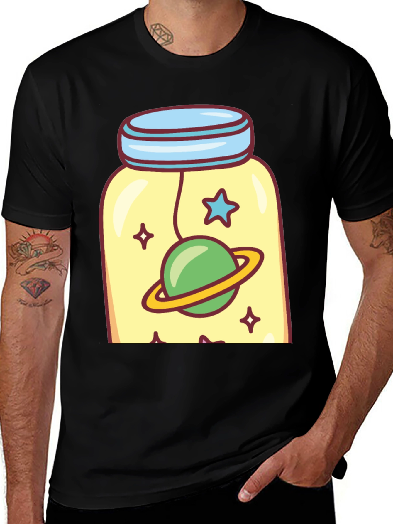 Cosmic Jar Tee - Whimsical Space Design