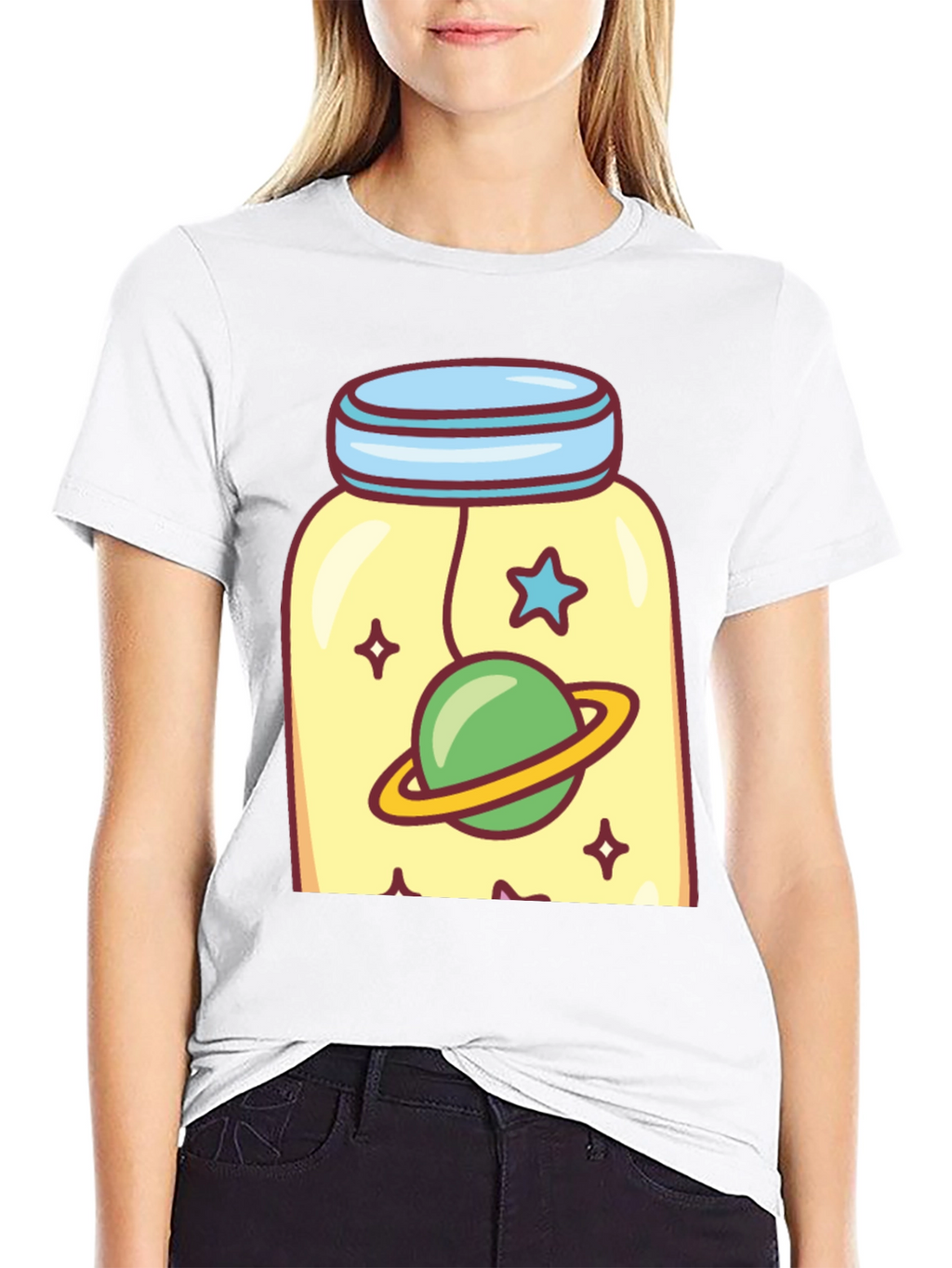 Cosmic Jar Tee - Whimsical Space Design