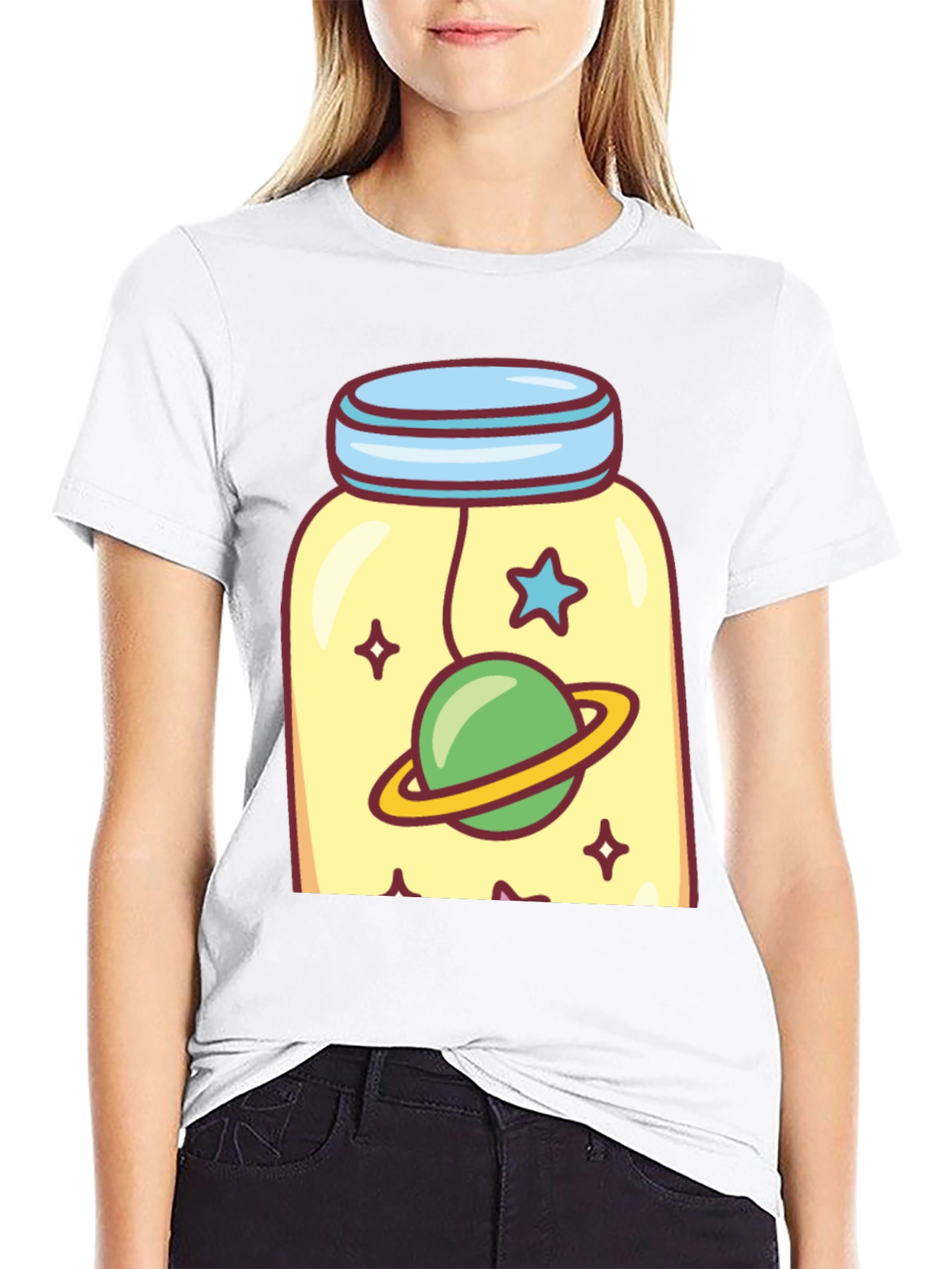 Cosmic Jar Tee - Whimsical Space Design