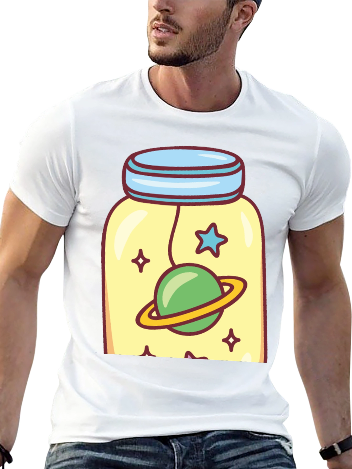 Cosmic Jar Tee - Whimsical Space Design
