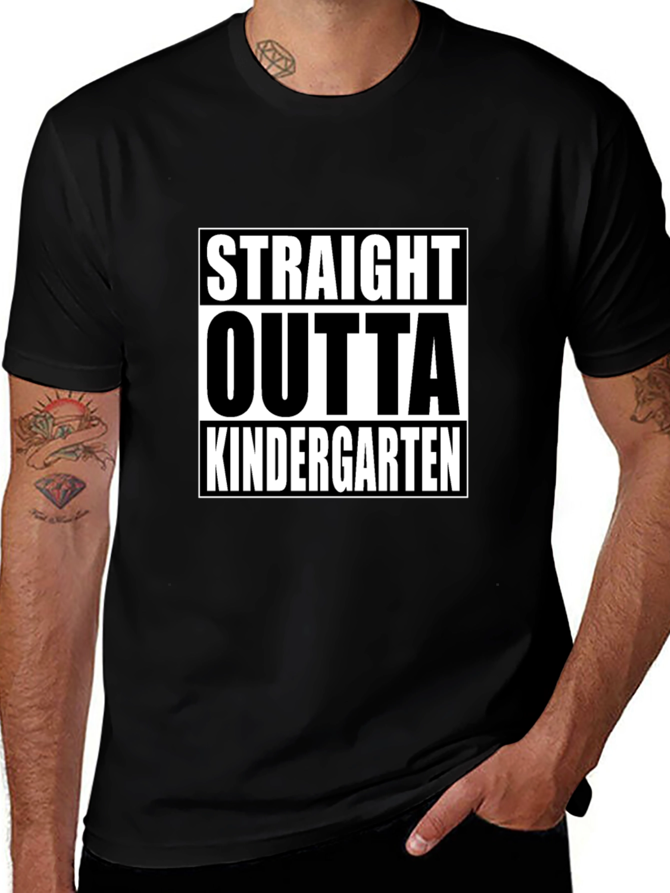 Straight Outta Kindergarten Black T-Shirt