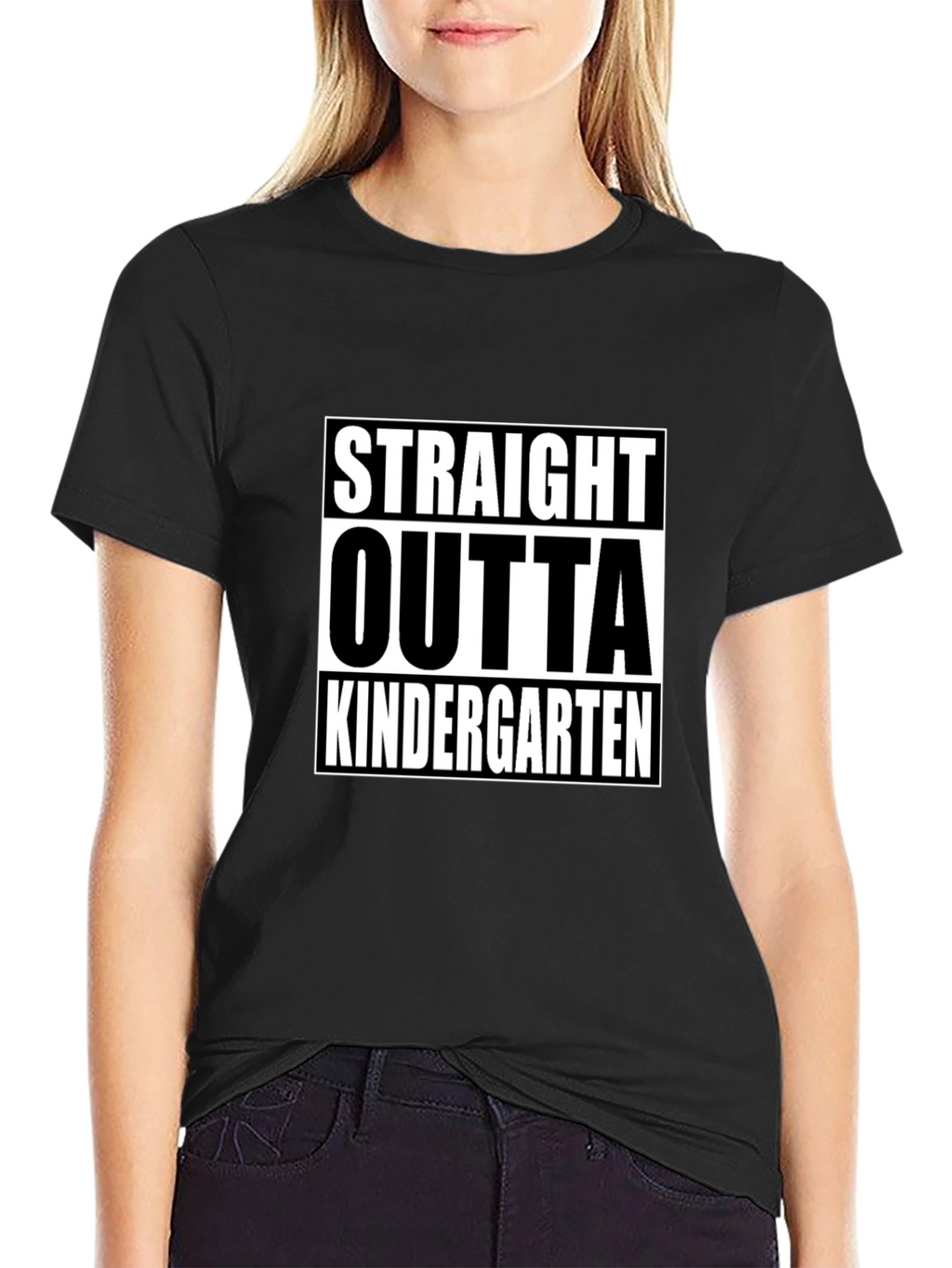 Straight Outta Kindergarten Black T-Shirt
