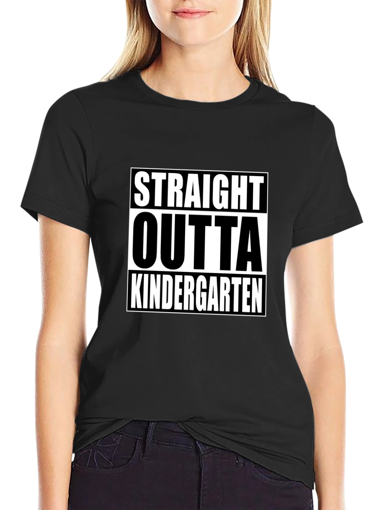 Straight Outta Kindergarten Black T-Shirt