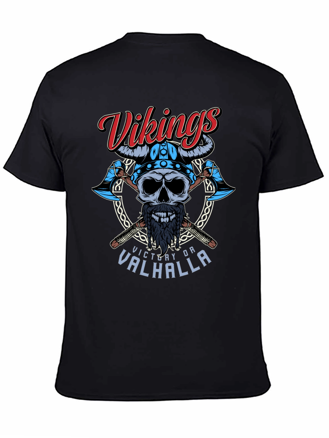 Vikings Skull T-Shirt: Victory or Valhalla Graphic Tee