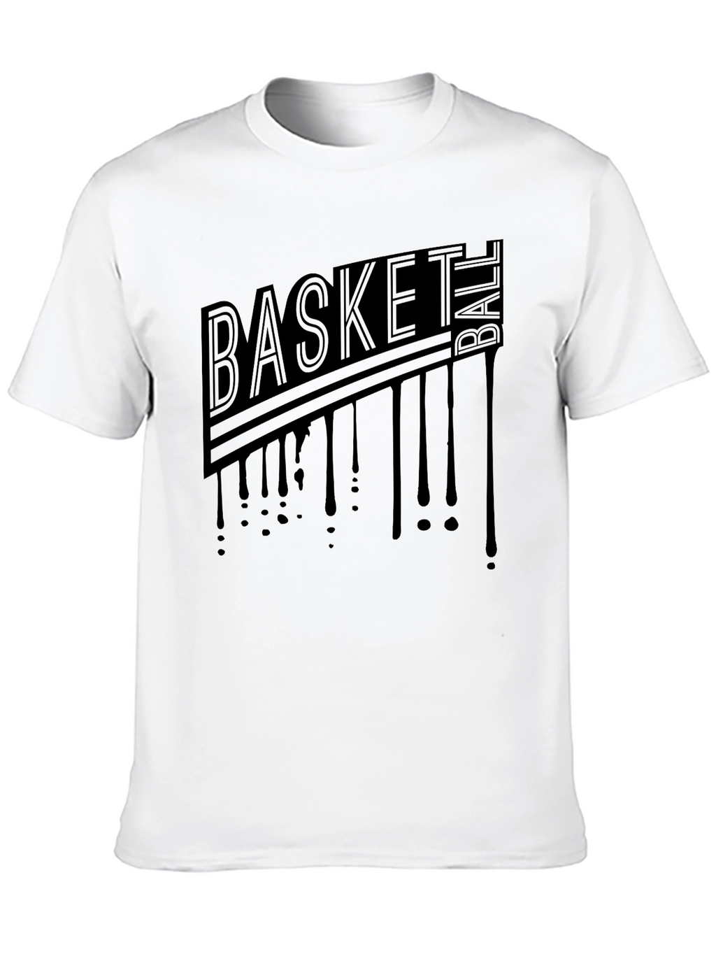 Mens Black Graphic T-Shirt - Basketball Drip Design