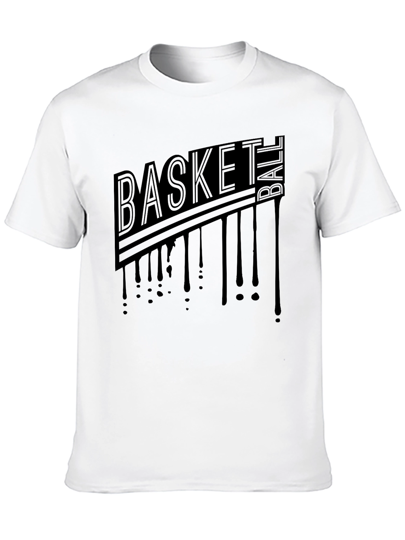 Mens Black Graphic T-Shirt - Basketball Drip Design