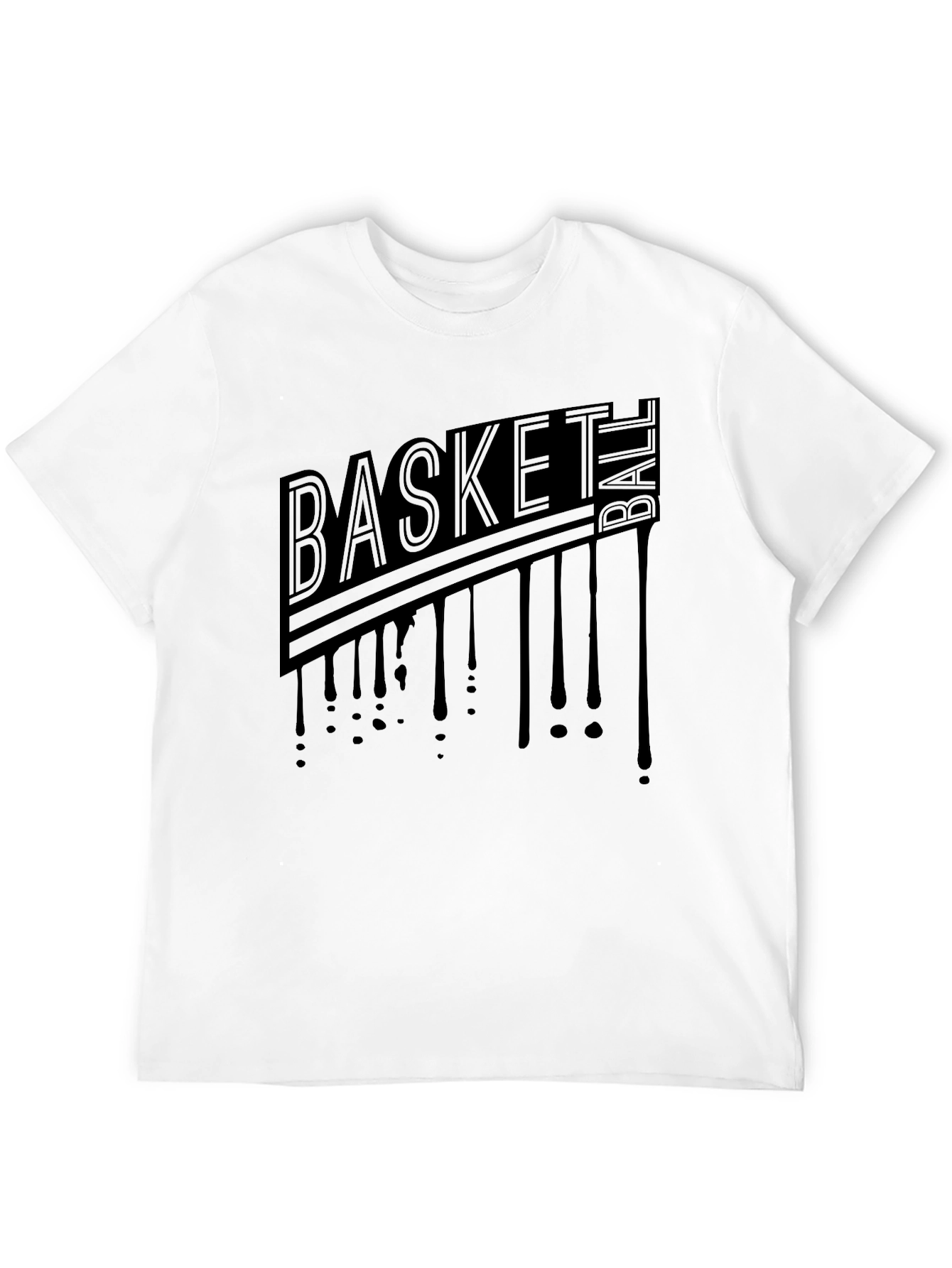 Mens Black Graphic T-Shirt - Basketball Drip Design