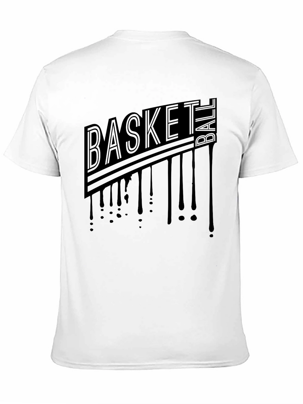 Mens Black Graphic T-Shirt - Basketball Drip Design