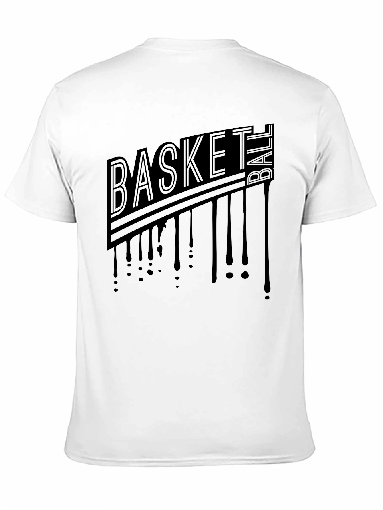 Mens Black Graphic T-Shirt - Basketball Drip Design