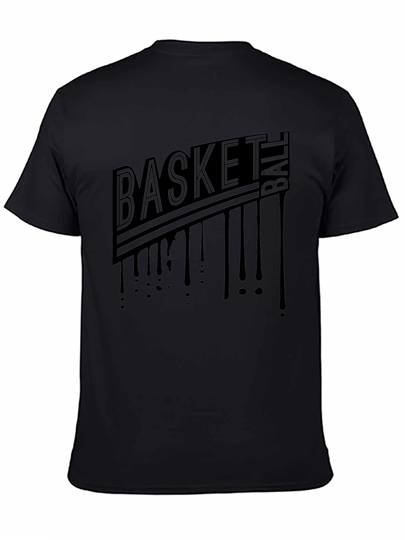 Mens Black Graphic T-Shirt - Basketball Drip Design