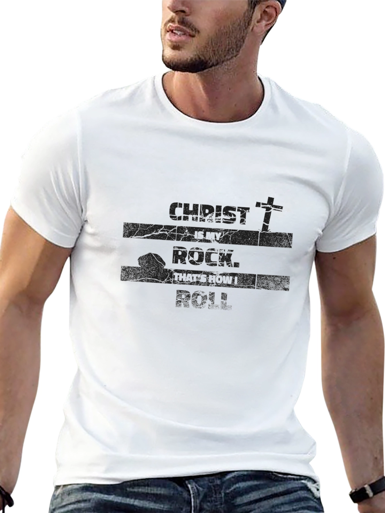Christ Is My Rock Graphic Black T-Shirt
