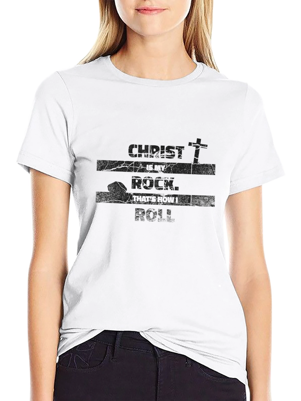 Christ Is My Rock Graphic Black T-Shirt