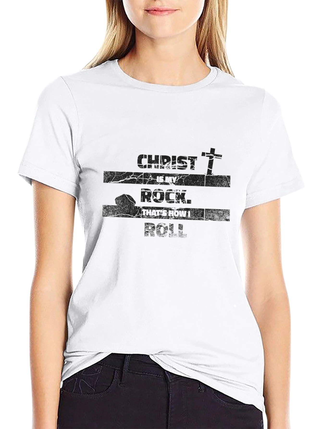 Christ Is My Rock Graphic Black T-Shirt