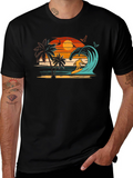 Retro Surfing Beach Sunset Graphic Tee