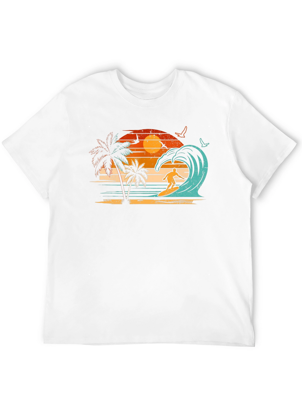 Retro Surfing Beach Sunset Graphic Tee