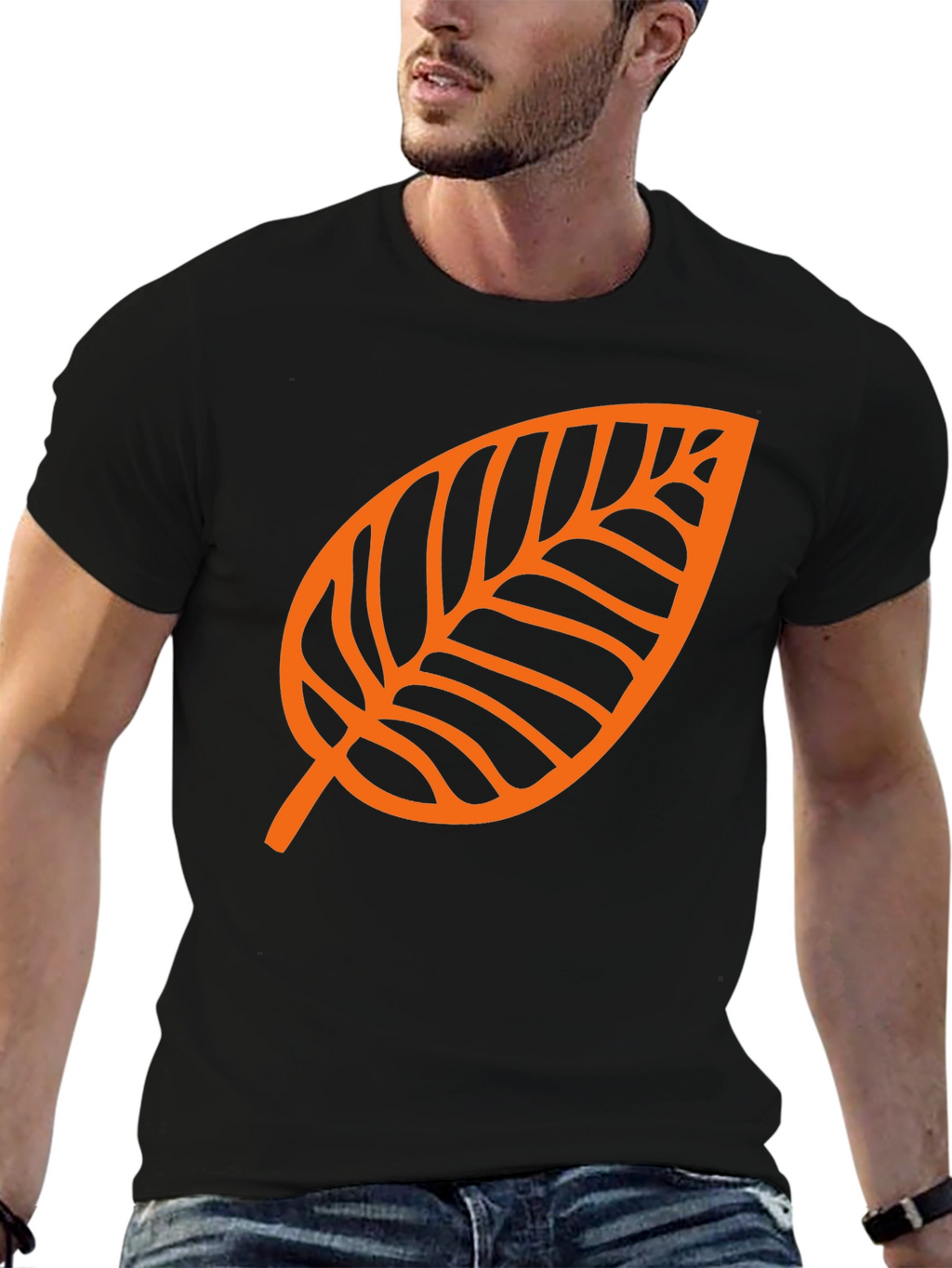 Leaf Graphic Tee - Black Casual T-Shirt