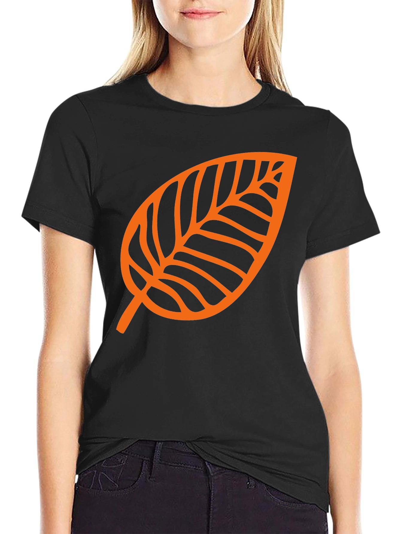 Leaf Graphic Tee - Black Casual T-Shirt