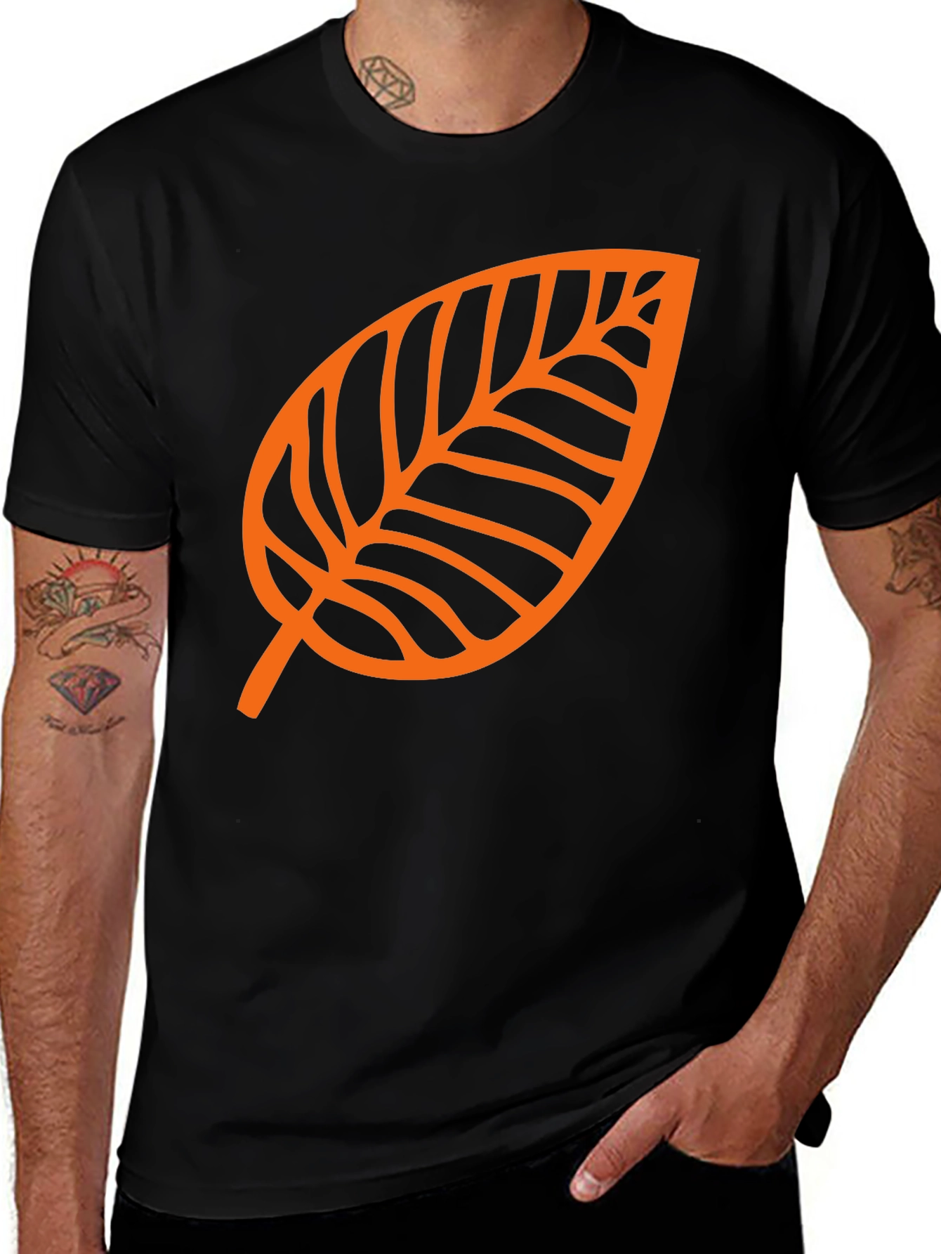 Leaf Graphic Tee - Black Casual T-Shirt