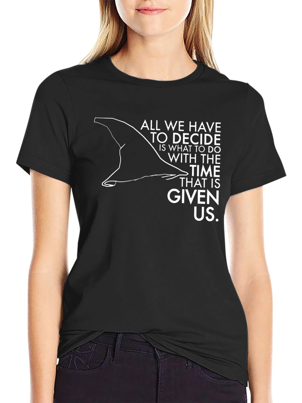 Wizard Hat Time Quote Black T-Shirt