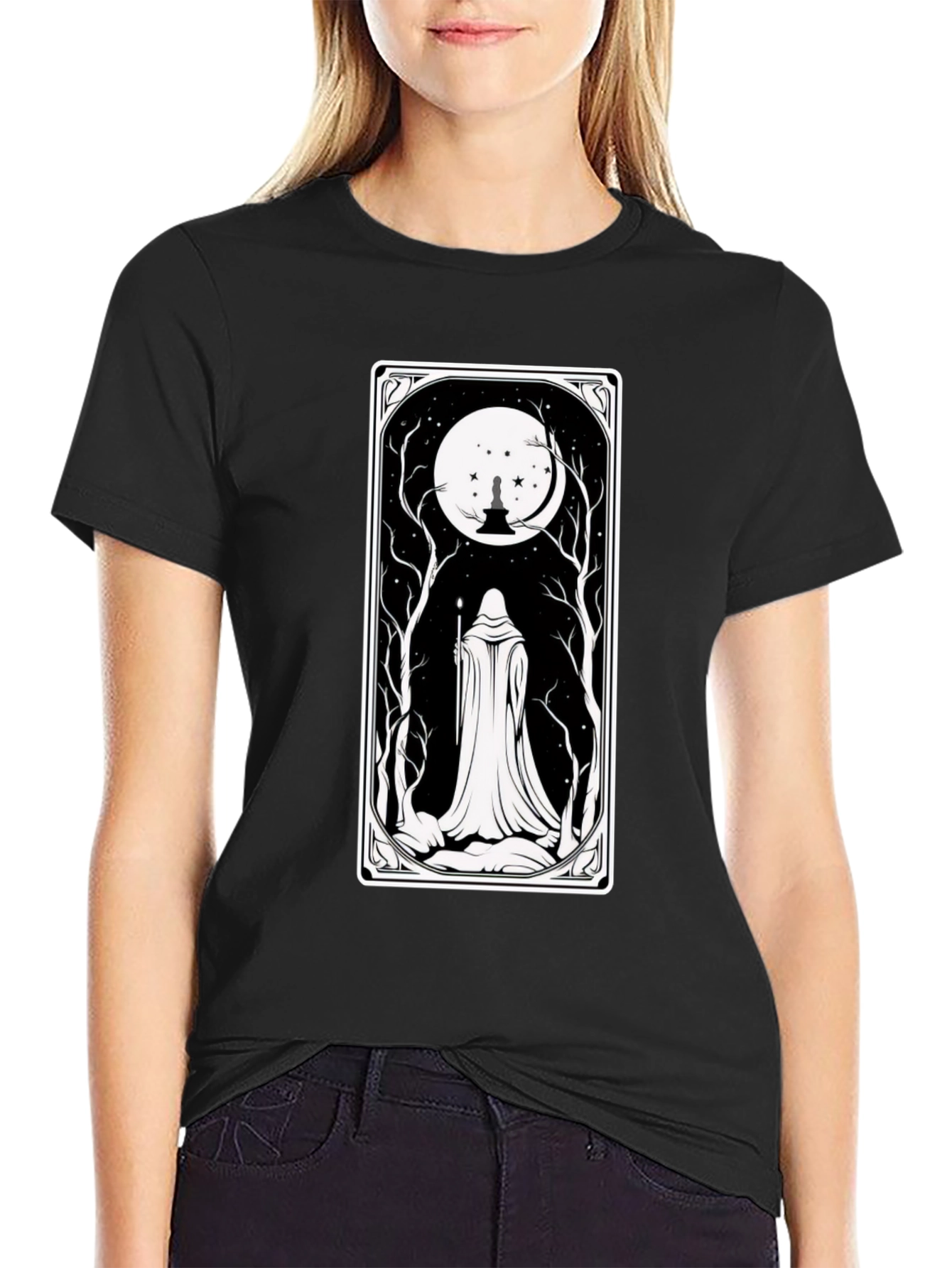 Mystic Night Tarot Card T-Shirt