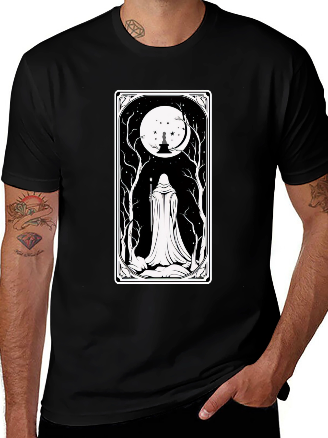 Mystic Night Tarot Card T-Shirt