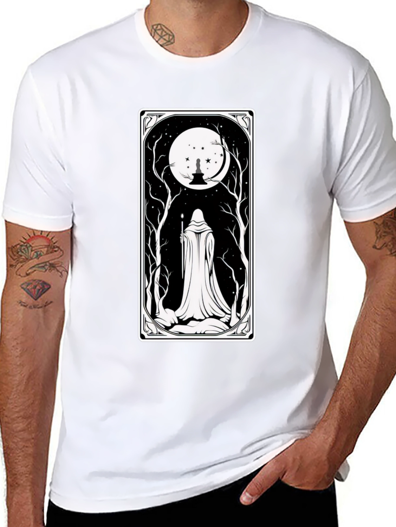 Mystic Night Tarot Card T-Shirt