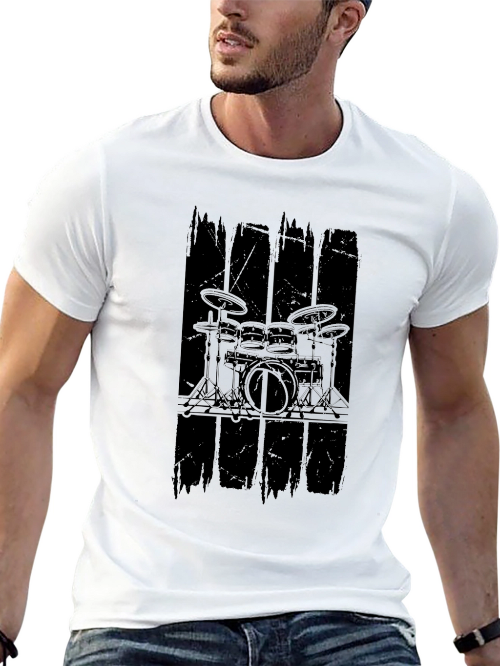 Drum Kit Graphic Black T-Shirt