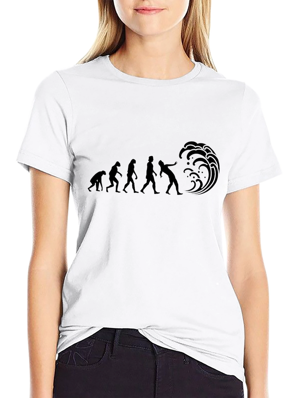 Evolution of Surfing Black T-Shirt