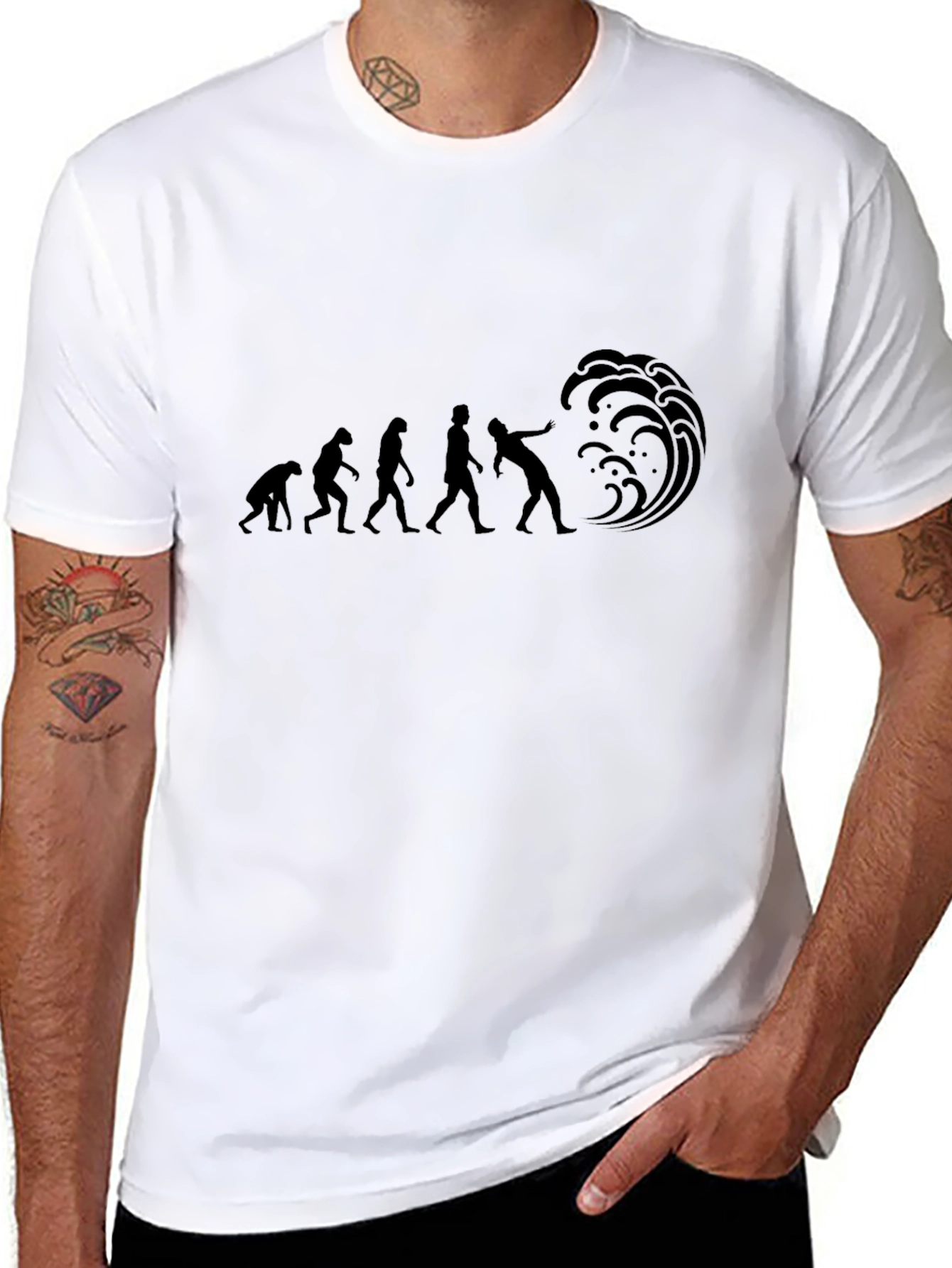 Evolution of Surfing Black T-Shirt