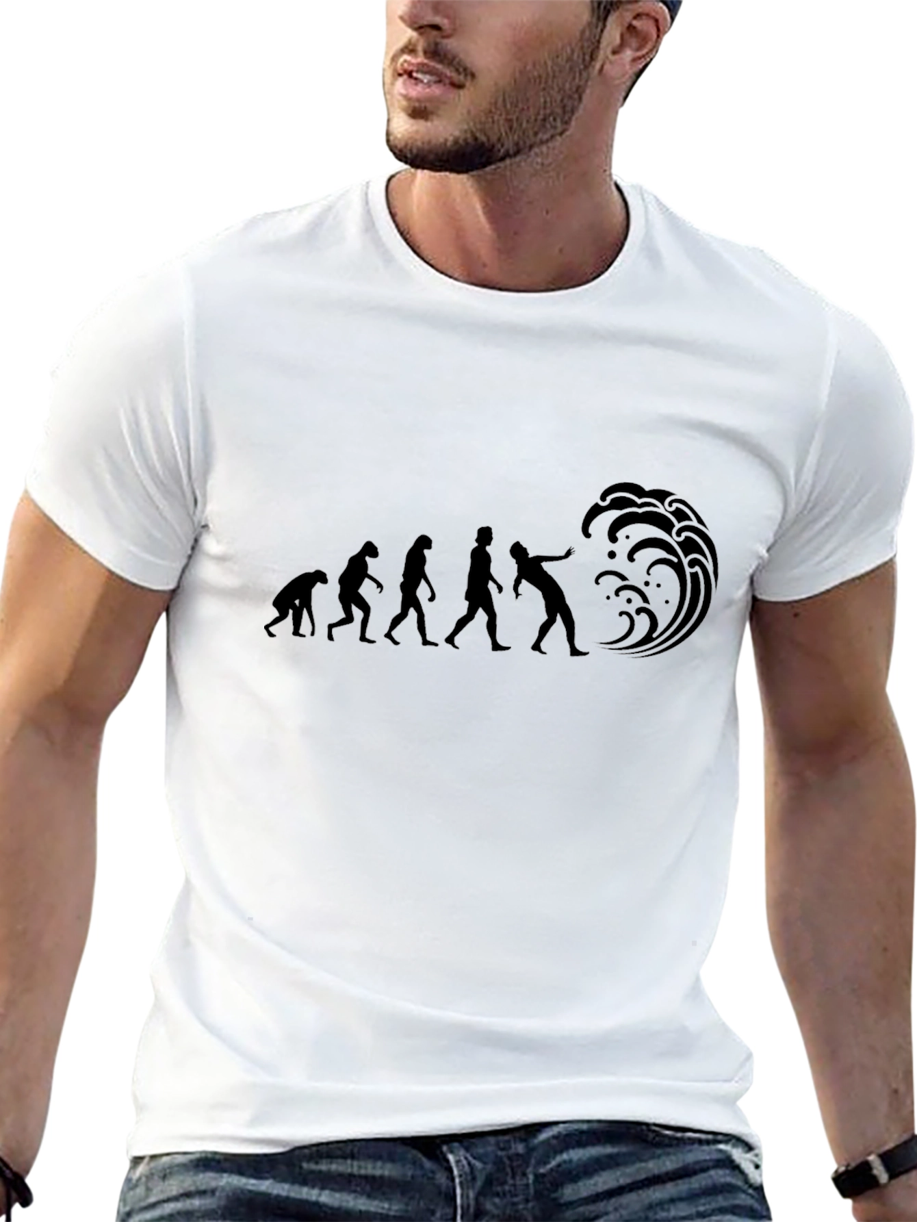 Evolution of Surfing Black T-Shirt