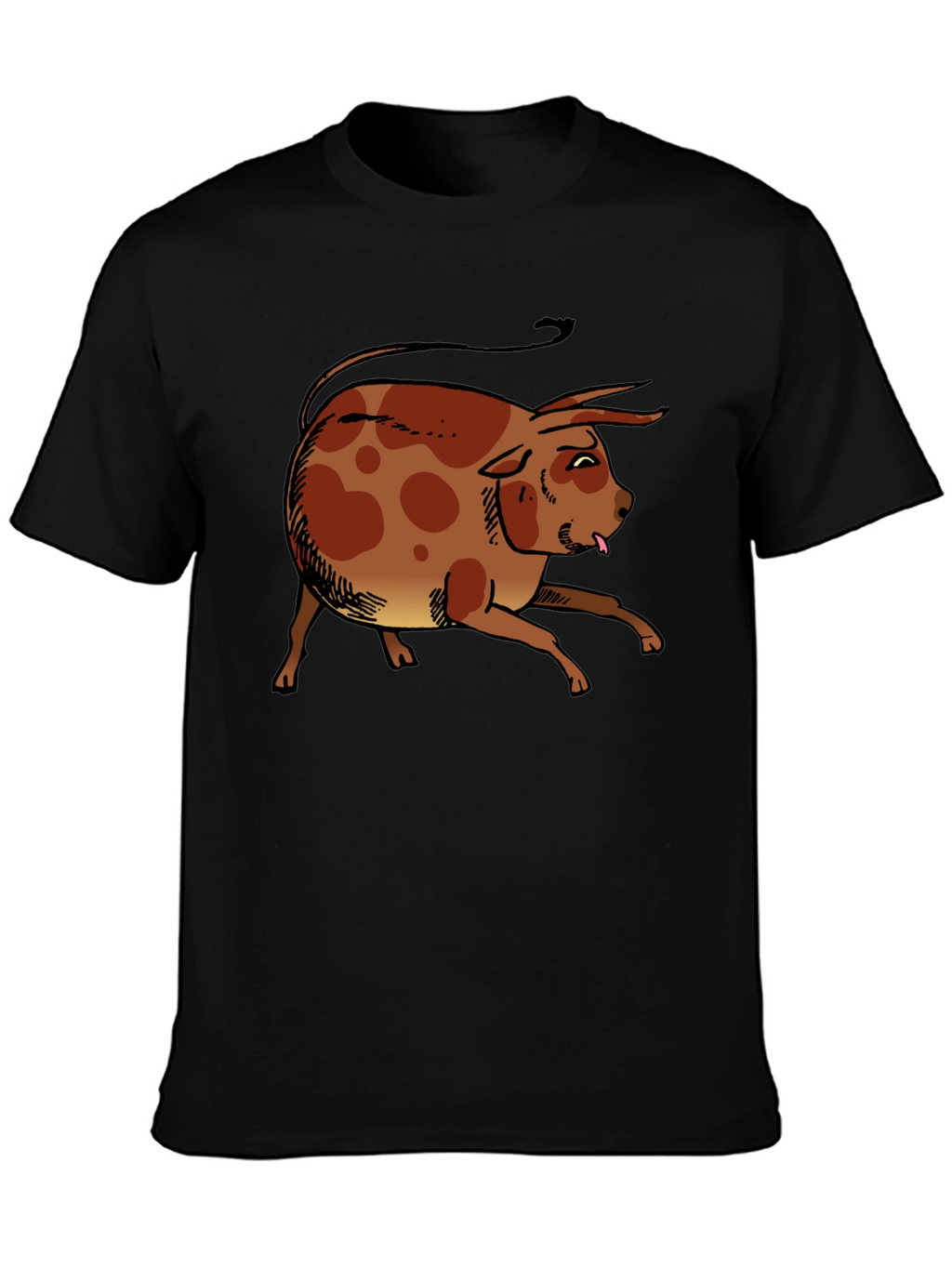 Funny Cartoon Bull Graphic T-Shirt