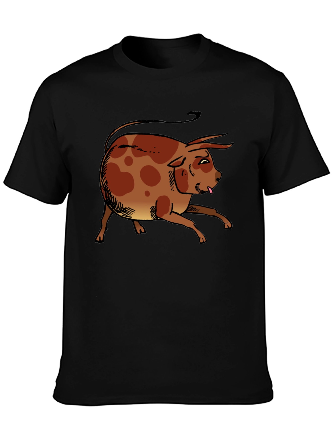 Funny Cartoon Bull Graphic T-Shirt