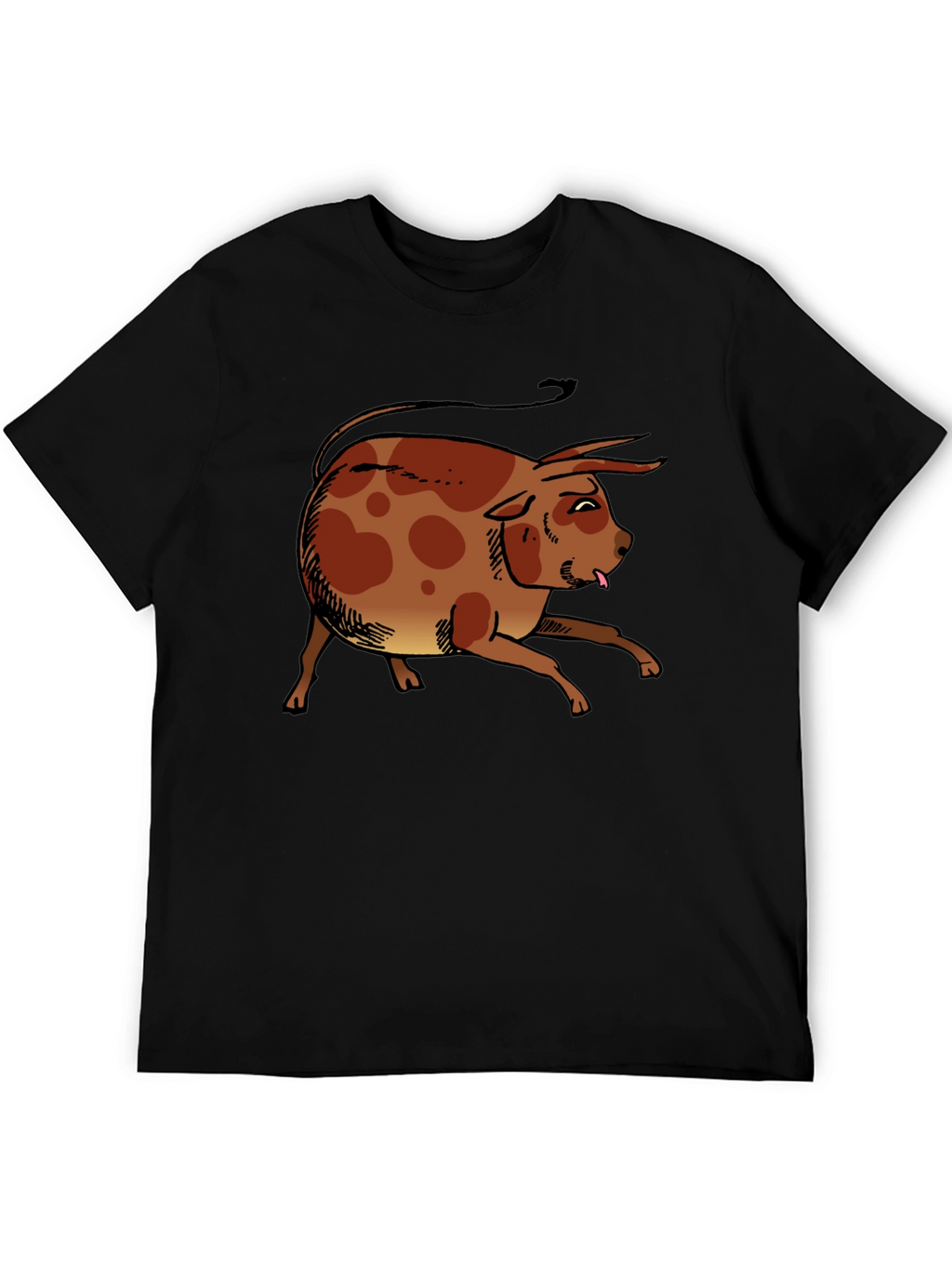 Funny Cartoon Bull Graphic T-Shirt