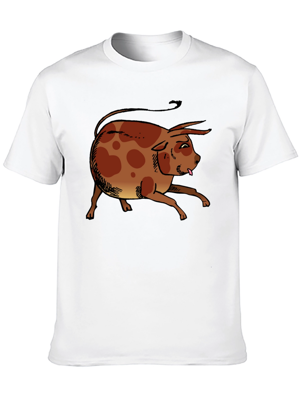Funny Cartoon Bull Graphic T-Shirt