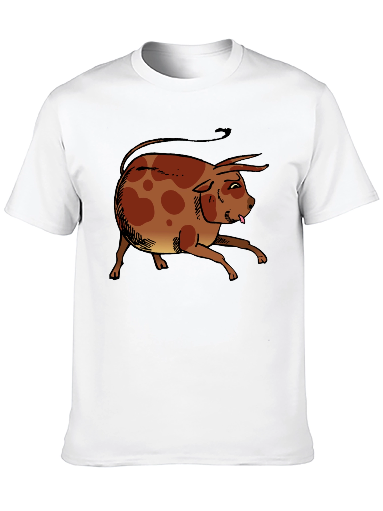 Funny Cartoon Bull Graphic T-Shirt