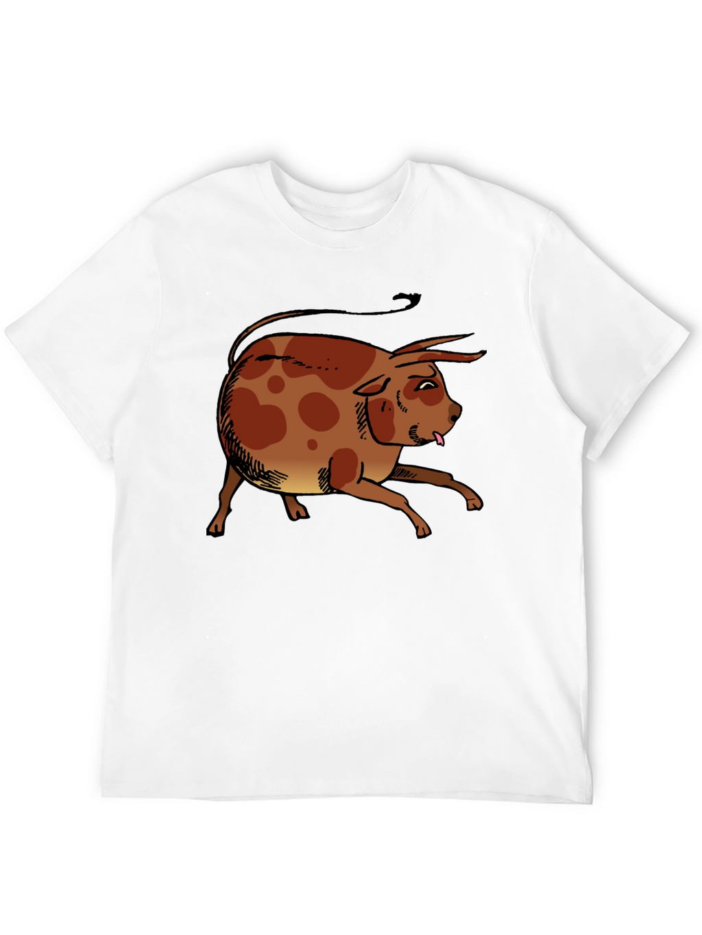 Funny Cartoon Bull Graphic T-Shirt