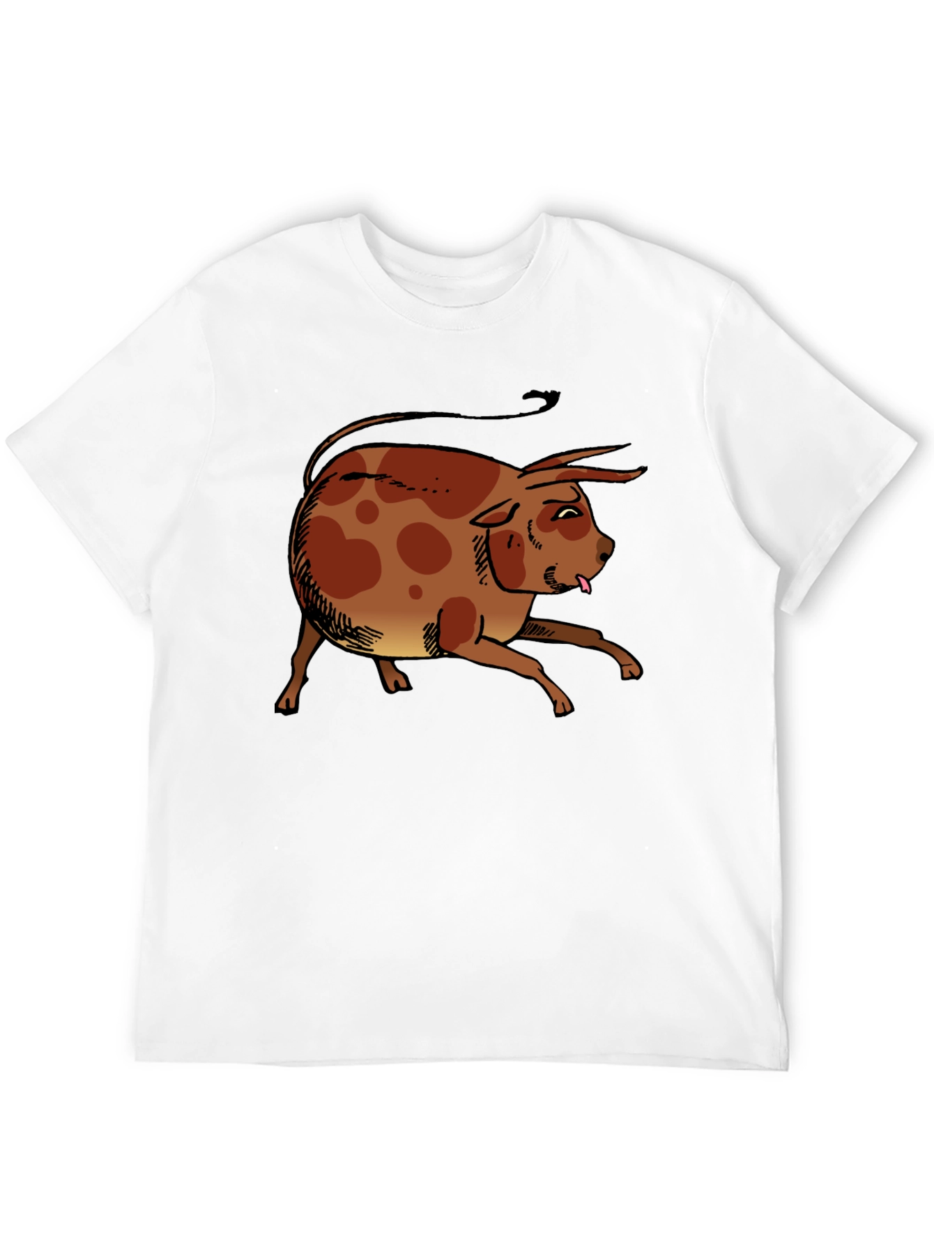 Funny Cartoon Bull Graphic T-Shirt