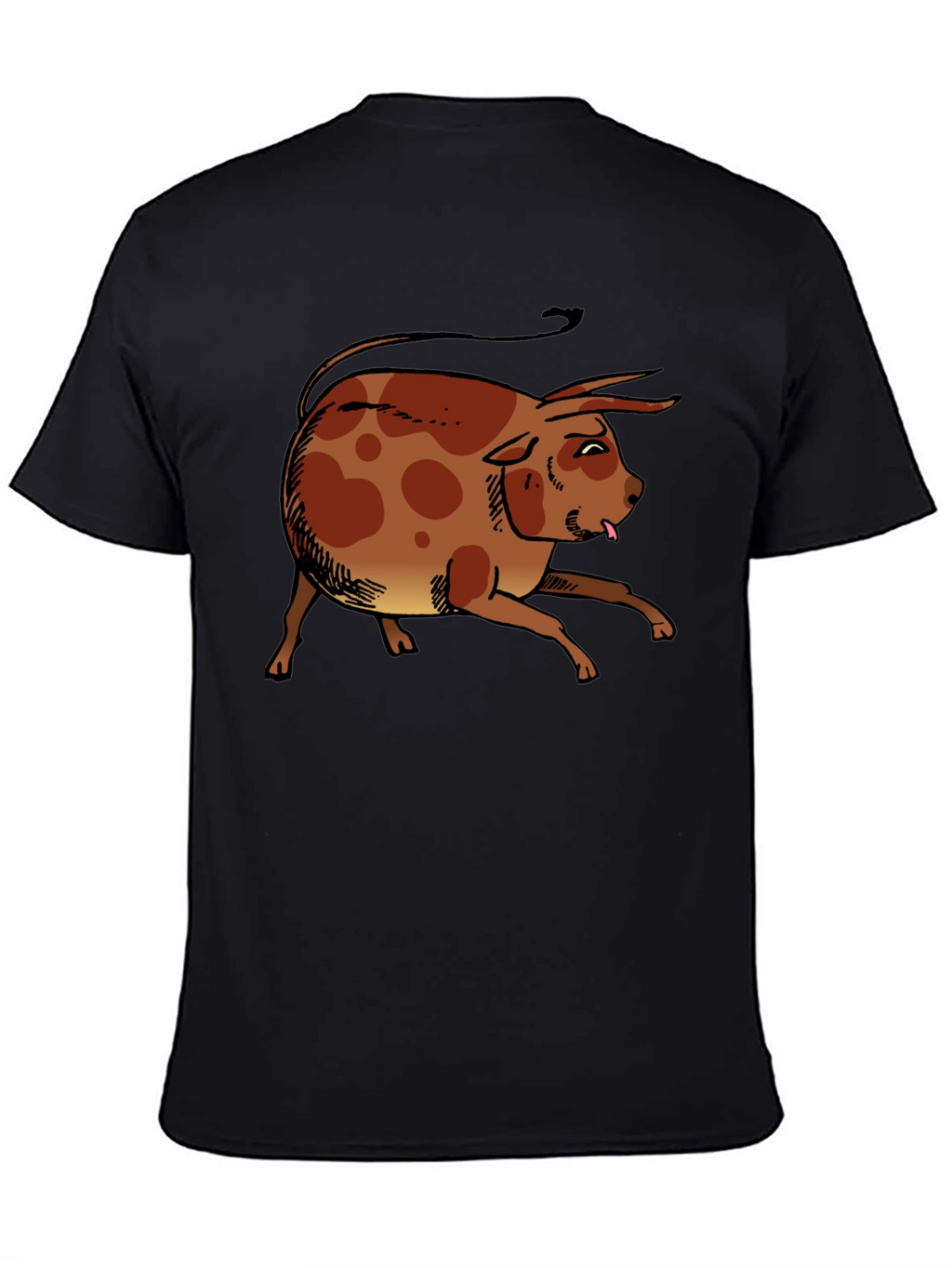 Funny Cartoon Bull Graphic T-Shirt