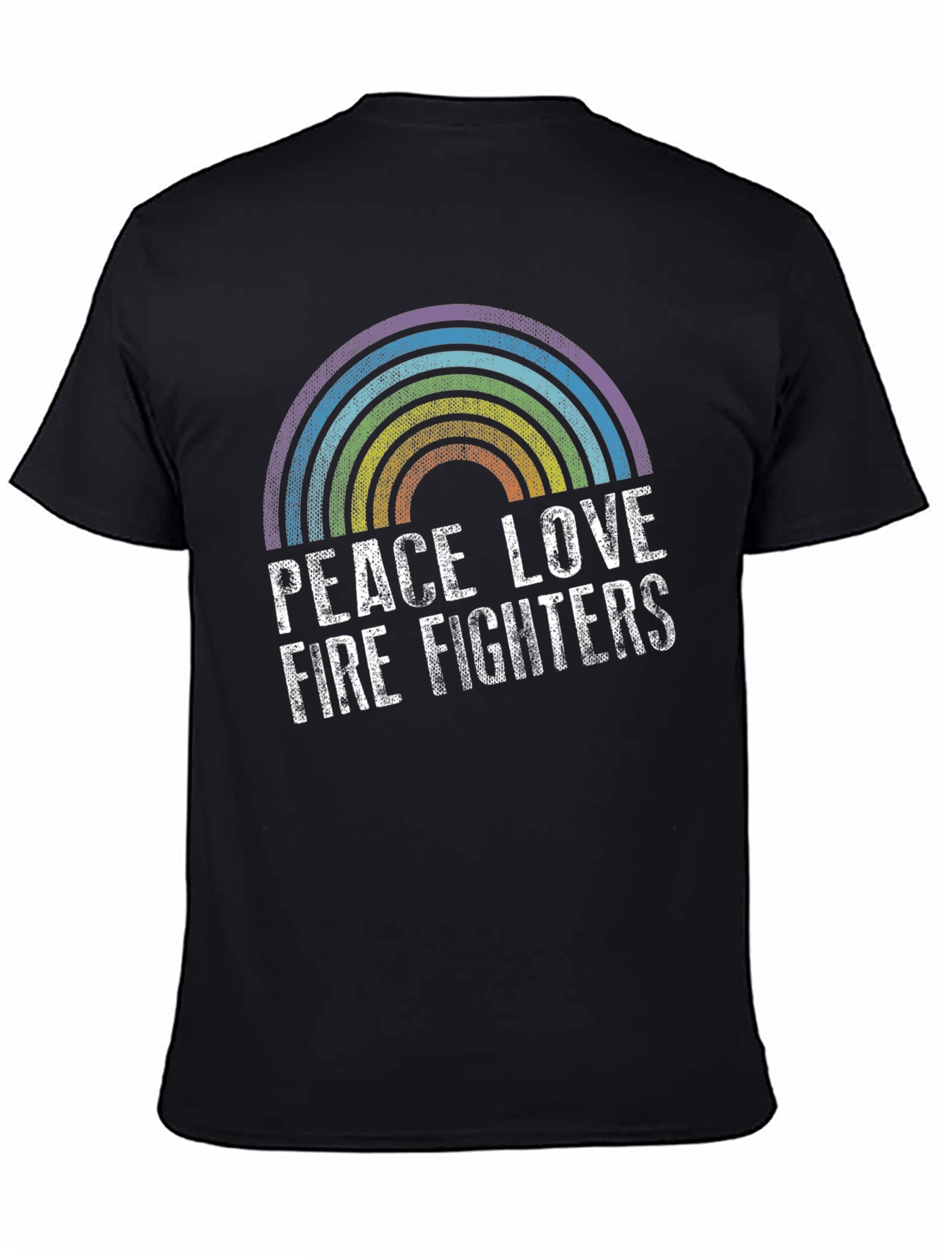 Peace Love Firefighters Rainbow Graphic Tee
