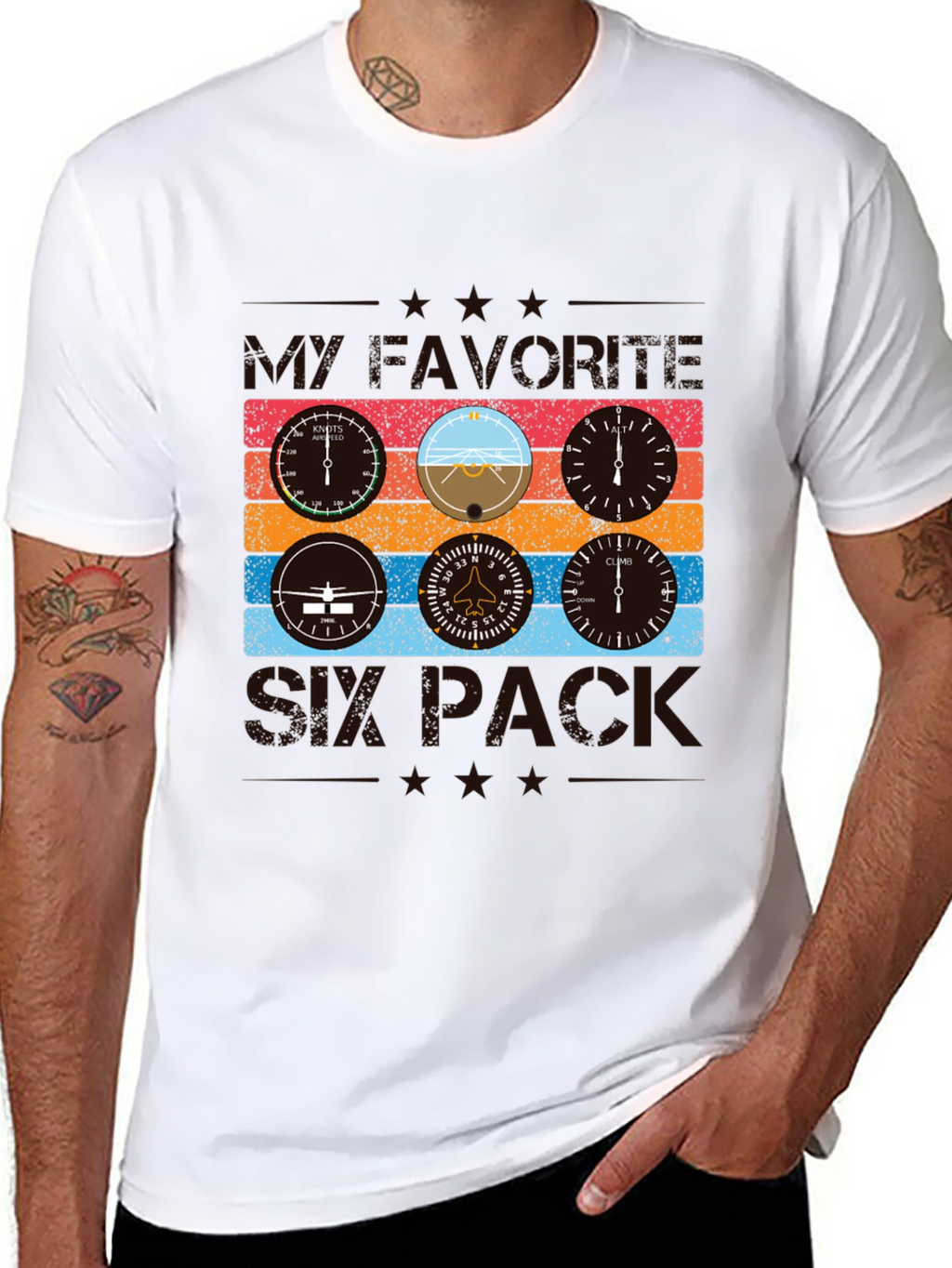 Pilot Six Pack Graphic T-Shirt - Aviation Lover Tee