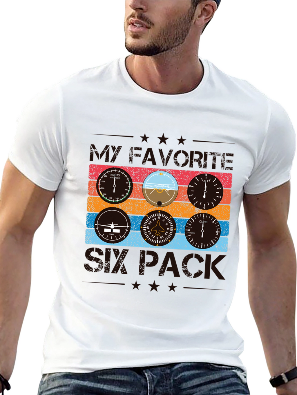 Pilot Six Pack Graphic T-Shirt - Aviation Lover Tee