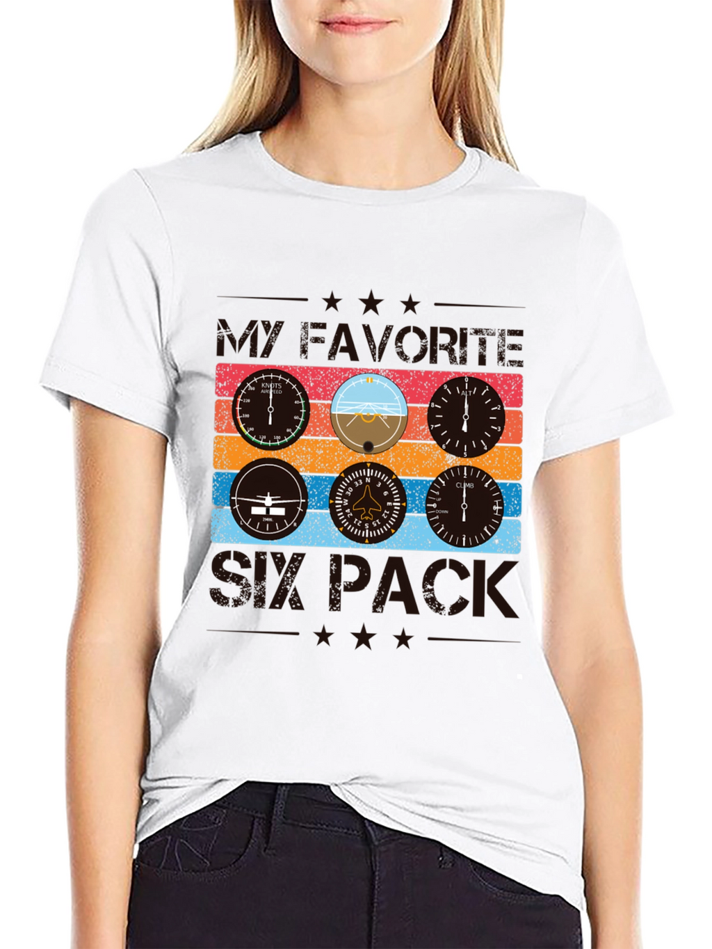Pilot Six Pack Graphic T-Shirt - Aviation Lover Tee
