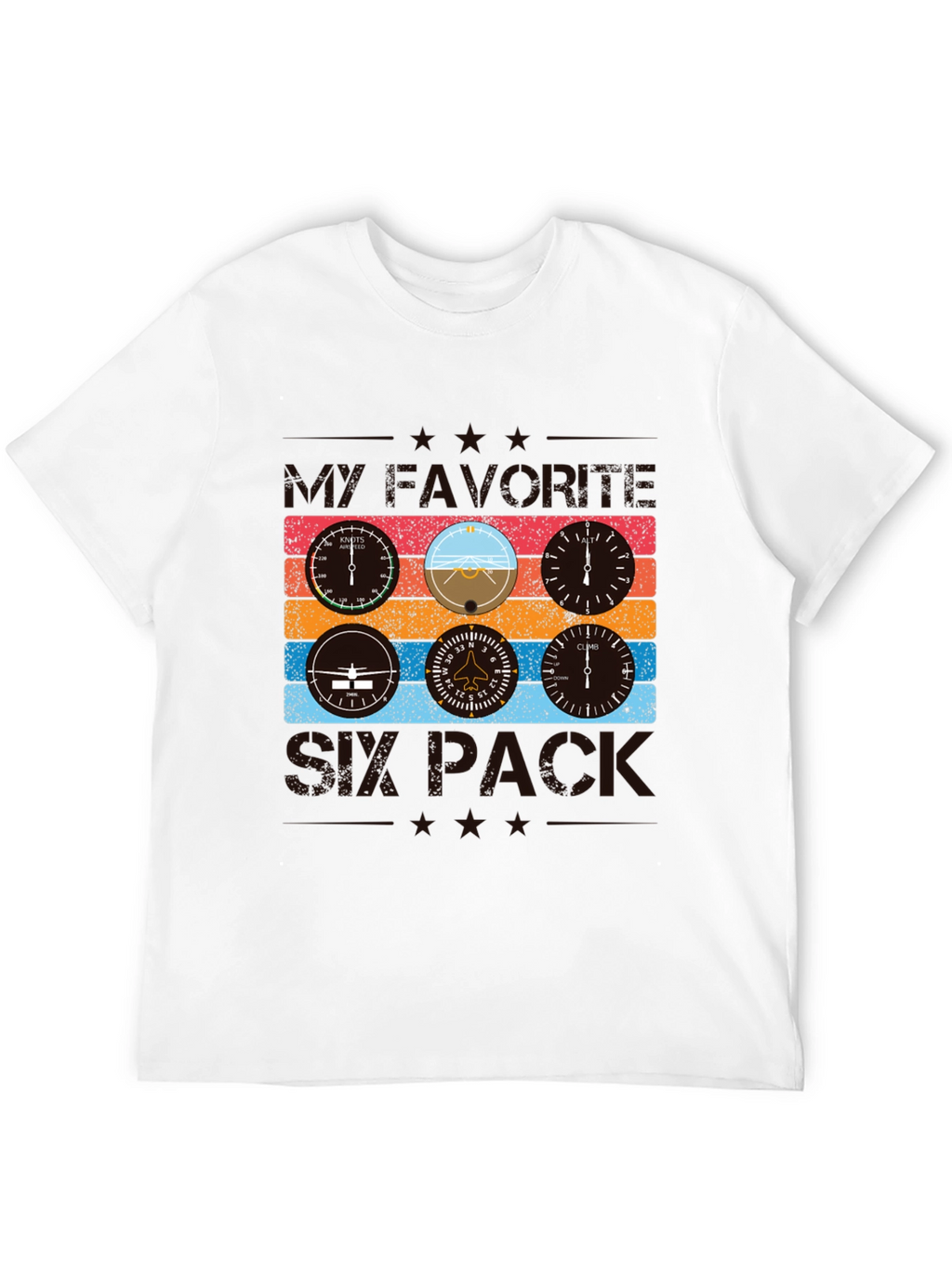 Pilot Six Pack Graphic T-Shirt - Aviation Lover Tee