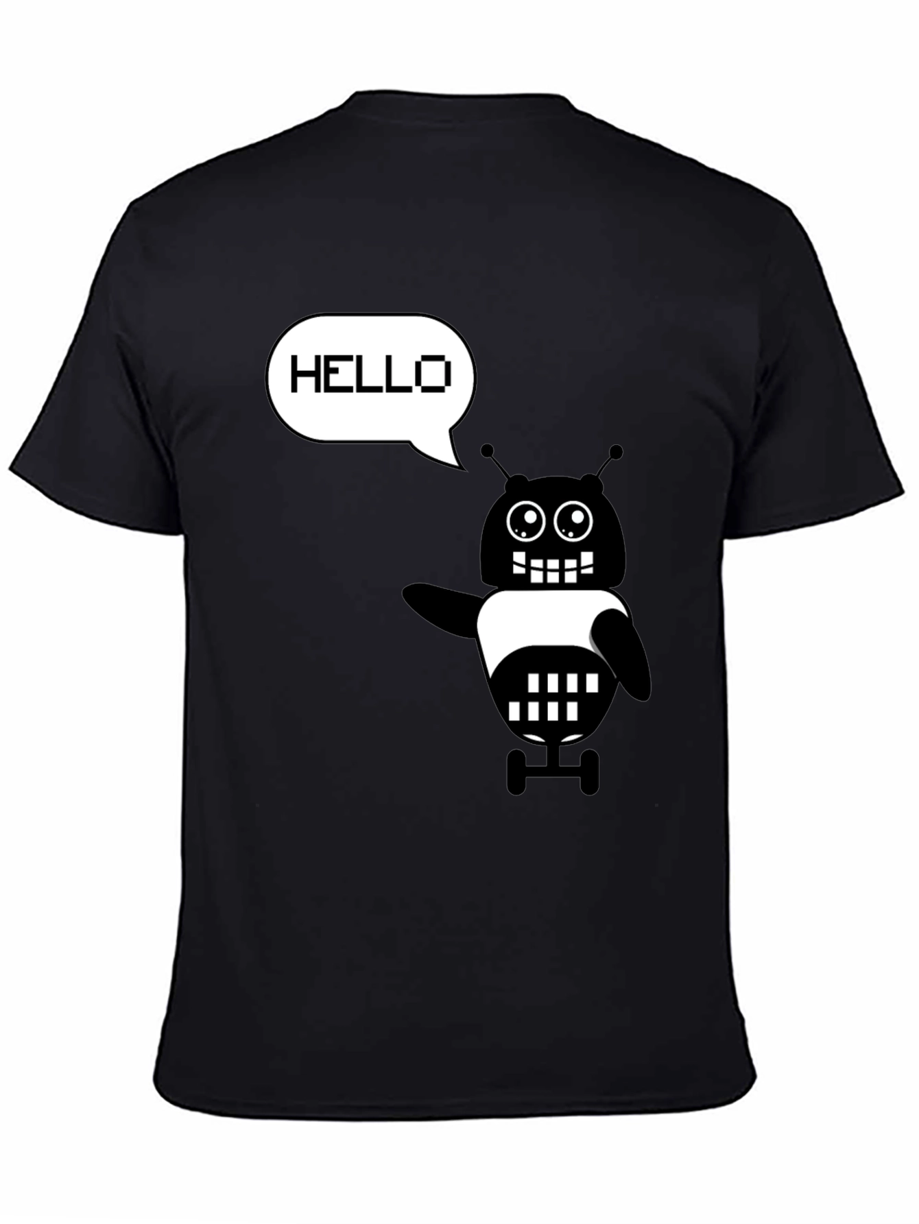 Hello Robot Graphic T-Shirt - Black