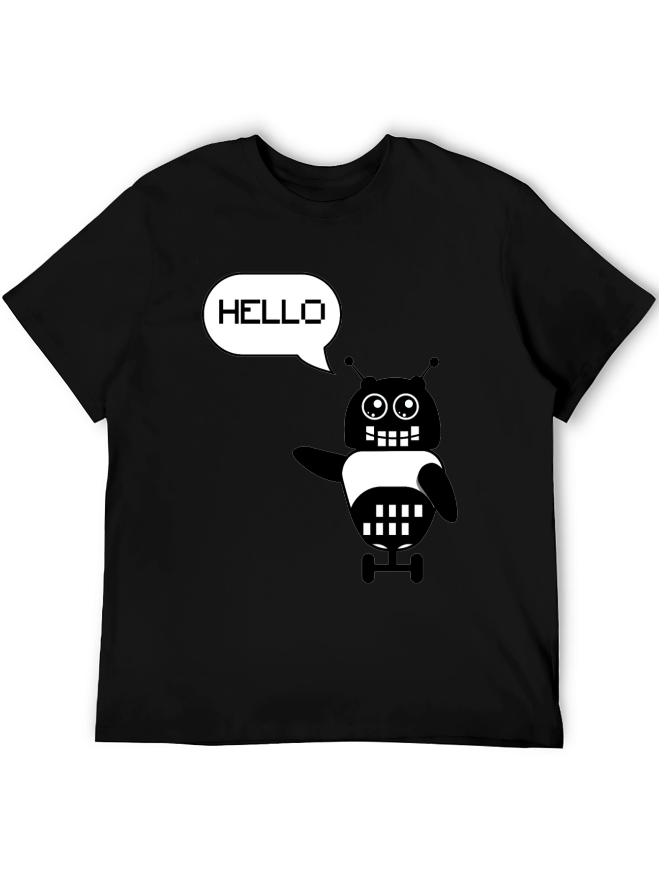 Hello Robot Graphic T-Shirt - Black